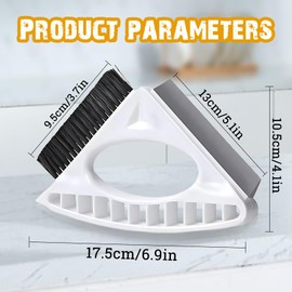 WishLotus Kitchen Cleaning Brush, Multifunction Triangle Gap Cleaning Brush Durable Window Cleaning Brush with Hard Bristles and Silicone Squeegee for Cleaning Crevice Doors and Windows (A)