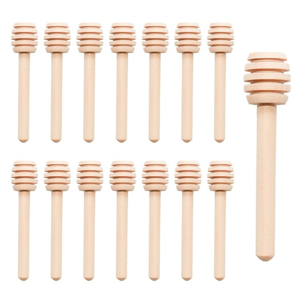 Lilaly 15 PCS 3.2" Wooden Honey Sticks, Honey Dipper, Wooden