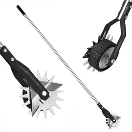 YEELOR Wheel Rotary Edger, Manual Lawn Edger, Stainless Steel Handle,Adjustable Handlebar Length, 58.3-Inch, Rotary Edger Lawn Tool for Sidewalks, Garden, Driveways, Flower Bed, Trimming Grass, black
