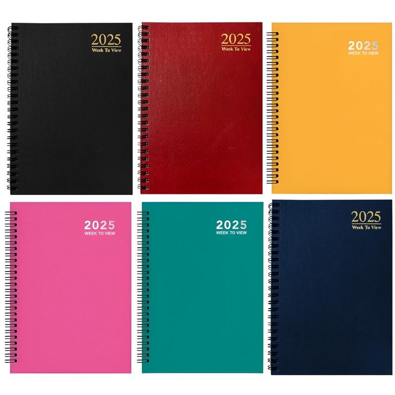 2025 Diary A5 Week to View Wiro Hardback Full Year