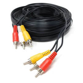 DRUT 20m Triple 3 x RCA to RCA Phono Plugs to Plugs Composite, Audio Video Male to Male Cable Lead Nickel Contacts (65ft.)