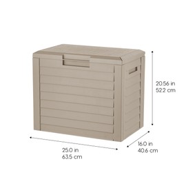 IRIS USA 35-Gallon Outdoor Deck Storage Box, Lockable & UV-Protected, Weather-Resistant Patio Storage for Cushions, Garden Tools & Pool Supplies, Waterproof Resin, Durable & Stylish Design - Beige