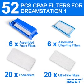 52PCS CPAP Filters for Dream Station 1 Filters, Include 6 Assembled Filters, 20 Ultra-fine Filters, 20 Foam Filters for DreamStation 1 Filter Accessories Supplied by IBEET