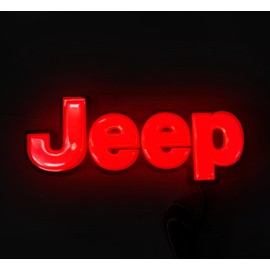 AUTOGEM 2014–2018 Jeep Tailgate LED Letter Emblem Lights Up – Black Finish Rear Badge with Red LED for Jeep Vehicles