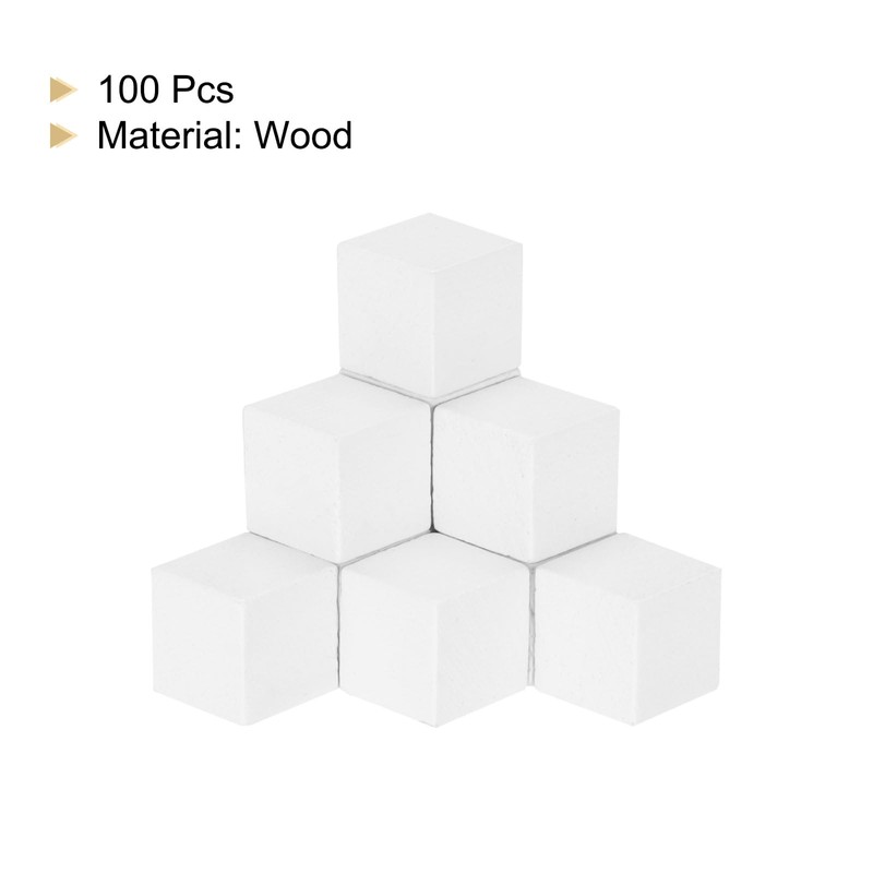 MECCANIXITY Crafts Wooden Cube 100 Pcs Square White Natural Solid