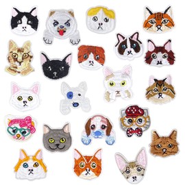 Honbay 21 parches bordados para coser gatos y perros, para gatos, perros, para ropa, chaquetas, camisetas, gorras, zapatos, mochilas, decoraciones (21 estilos)