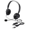 BUFFALO BSHSUH13BK Binaural Headband Headset, USB Connection/Foldable, Black