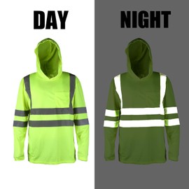 TZ Promise Men High Visibility Safety Hoodie Long Sleeve Hi-Vis Reflective Shirts, 2-Pack (US, Alpha, Medium, Regular, Regular, Fluorescent Green)