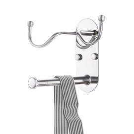 Qlfecle Clothes Hanger Storage, Retractable Clothes Hanger Storage Organizer, Damage Free Hanging Wall Hangers for Hanging in Living Spaces, Silver