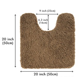 MIULEE MIULEE Microfiber Toilet Bath Mat U-Shaped Contour Shaggy Bathroom Rugs Non Slip Extra Thick Soft Bath Rug Absorbent Water for Bathroom Commode Machine Washable(20x20 Inch, Light Brown)