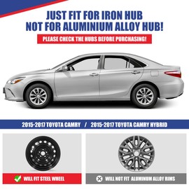 NIXON OFFROAD 16 Inch Hubcaps for Toyota Camry 2015-2017 (Included for Hybrid) [Only Fit Steel Wheel] Wheel Rim Cover (Set of 4) PP Hub Caps Replacement for Car (16 Inch, Black Matte, 5114Style)