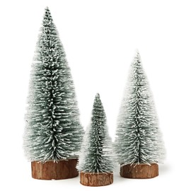 3pcs Mini Christmas Tree Frosted Artificial Christmas Trees Ornaments Christmas Table Decorations Xmas Tabletop Display 3 Sizes 10/15/20cm (B)