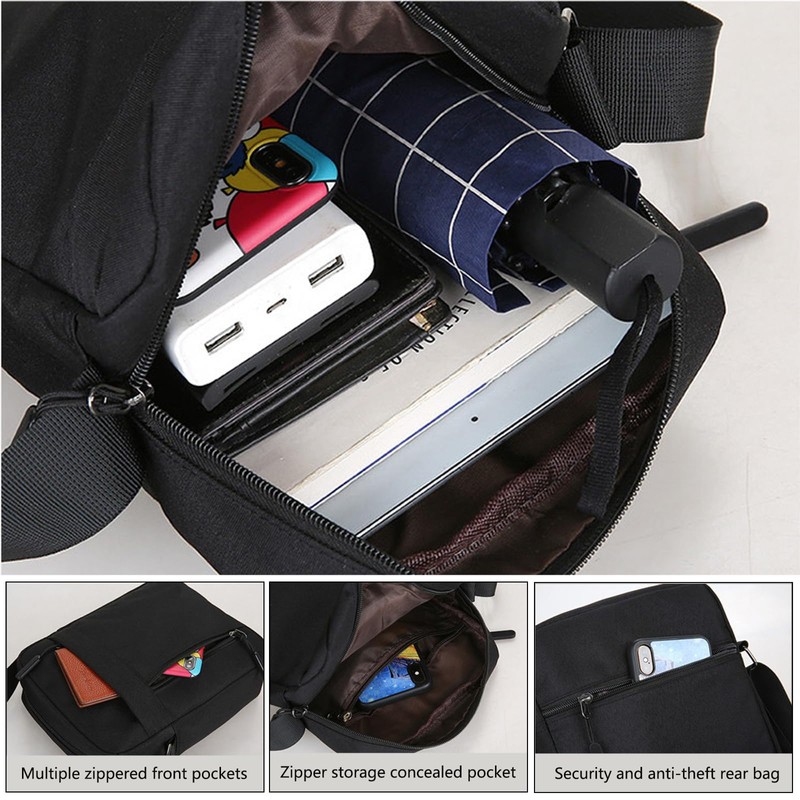 VINPAM Men's Large Capacity Crossbody Shoulder Bag - Waterproof Nylon