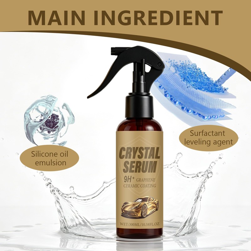 Crystal Serum 9H+ Graphene Ceramic Coating Spray for Cars, High