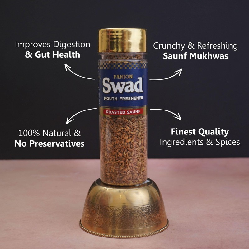 Panjon Swad Roasted Saunf Mukhwas Mouth Freshener 1 Bottle, 100g