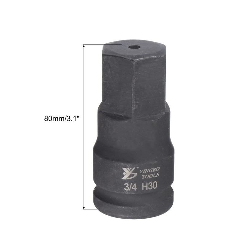 uxcell 30mm Impact Hex Bit Socket, 3/4" Drive 110mm Length
