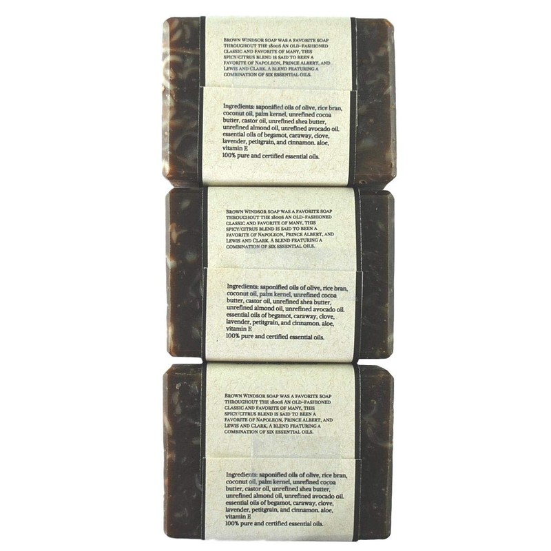Brown Windsor, all natural handmade cold process soap, essential oil