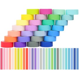 YUKUNTANG 28 Rolls Washi Masking Tape Set, 15mm 306 Yards Colorful Rainbow Pastel Decorative Colored Writable Washi Craft Tape Set for DIY Crafts Scrapbook Designs
