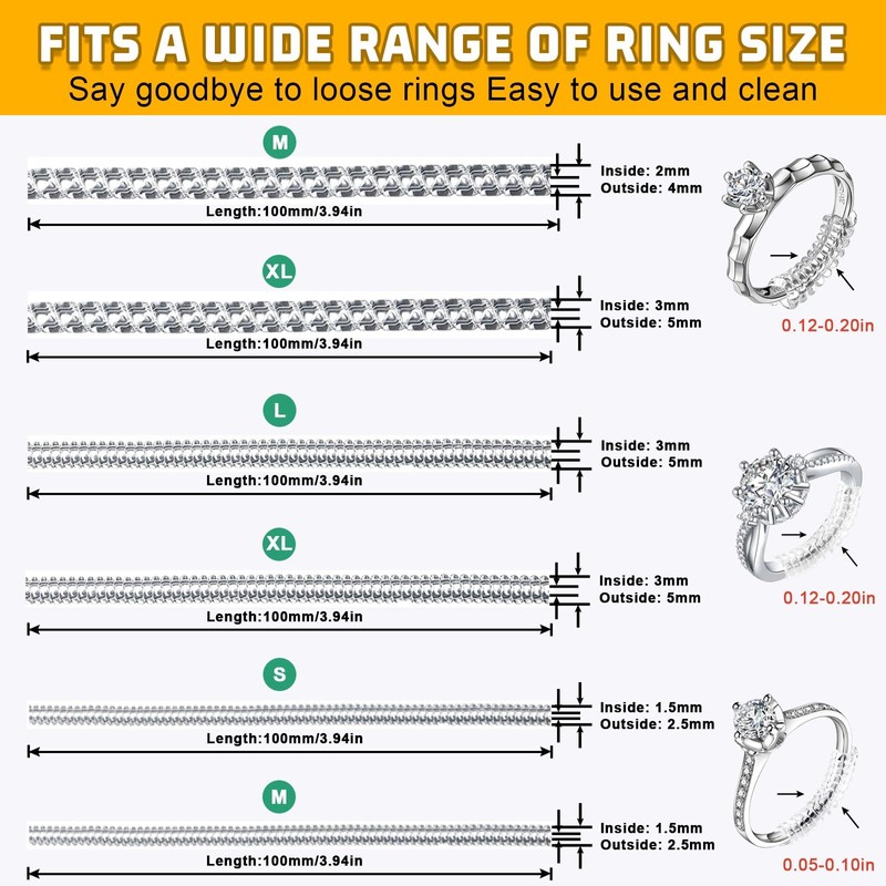 Coopache Ring Sizers for Loose Rings, 14 Pack Invisible Ring