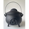 Pentagram Pentacle cast Iron Cauldron with lid and Handle, Witches