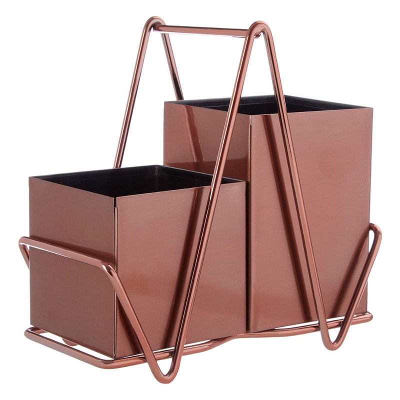 Premier Housewares Cutlery Caddy, Stainless Steel, Rose Gold, One Size