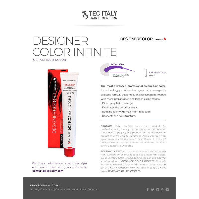 Tec Italy Designer Color Infinite - Naturales/Naturals Hair Color Tube