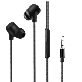 ElloGear EG10 - Auriculares estéreo de 3,5 mm con tecnología de aislamiento de ruido, micrófono y control de volumen, claridad y rendimiento de graves, color negro