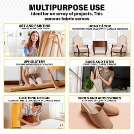 FabricLA Canvas 10 OZ Fabric | Canvas Fabric 62" Wide | Canvas Cloth | Premium Duck Cloth Canvas Rolls for Painting, Upholstery, & Crafts - Natural Canvas Roll | 2 Yard