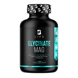 B Life Glicinato de Magnesio 120 Cpsulas  408 mg de Magnesio Puro de Alta Absorcin para Relajacin Muscular y Sueo Reparador.                          