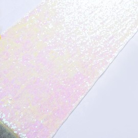 Partisout Iridescent Table Runner 72 Inches Long Colorful White Glitter Runners for Rectangle Tables Spring Party Birthday Holiday Celebration Supplies