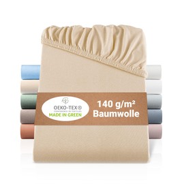 BaSaTex Organic Jersey Fitted Sheet, 100% GOTS (Global Organic Textile Standard) Certified Cotton, Fitted Sheet in All Sizes, Children's and Baby Beds, 60 x 120 – 70 x 140 cm, Anthracite