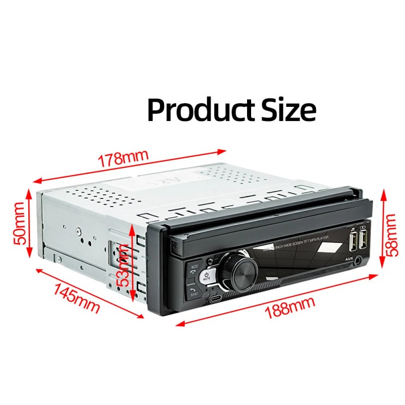 ESSGOO 7'' Flip Out Car Stereo Radio Touch Screen AUX