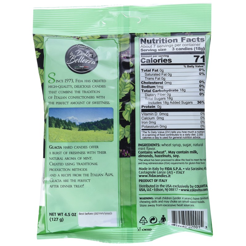 Fida Hard Italian Candy, 4.5 Ounce (Glacia Mint)