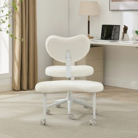 Meditation Chair Plus Cross Legged Wheels ADHD Criss Cross Desk Chair Lumbar Support Adjustable Stool Flexible Home Furniturecolor: White