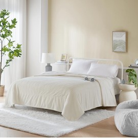 Serta Heated Blanket, Eletric Queen Size Blanket, Soft, Warm, Fuzzy Heating Blanket Queen for Office, Couch, 1-12 hr Auto Shut Off Timer, 10 Lv Heat Setting, ETL Certified, Queen 84" x 90" Ivory
