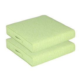 Aoodor Patio Chair Cushions Set of 2, 24 x 24 x 4 Inch Water Resistant Outdoor Seat Cushions with Handle and Ties, Square Corner Cushions for Patio Furniture Garden Lawn, Green