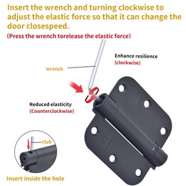 Self Closing Hinge 3 ½"x 3 ½" Satin Nickel Auto Close Hardware Hinge Adjustable 3 1/2 Inch Spring Hinges Door Closer Hinge 5/8" Radius Corner for Commercial Grade Auto Self-Closing UL Listed, 3 Pieces