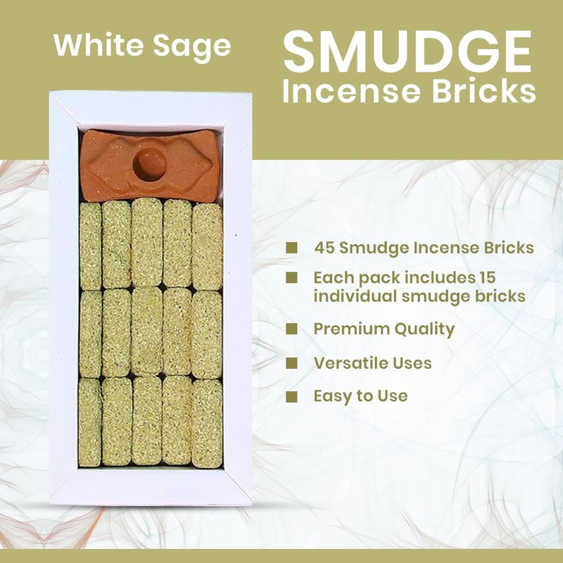ISHOM Smudge Incense Bricks 45 Pack Combo - Palo Santo,