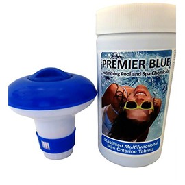 Premier Blue 50x20g Chlorine Tablets Pool Hot Tub Spa inc Dispenser