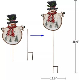 Handmade Christmas Snowman Garden Stake Decor Snowman Decoration, Outdoor Metal Yard Sign