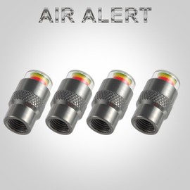 ST Shengtuo 2.5-2.8bar/36-40 PSI Car Tire Pressure Monitor Valve Stem Caps Sensor Indicator Easy to Read 3 Color Eye Alert, Aluminum Alloy CNC Machining，Pack of 4