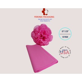 Feronia packaging Fuchsia Pink Tissue Paper Squares, Bulk 10 Sheets, Premium Gift Wrap and Art Supplies for Birthdays, Holidays, or Presents, Large 15 Inch x 20 Inch Made in USA