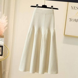 A-line Ribbed Knit Long Skirt, Soft and Cozy Skirt Purple