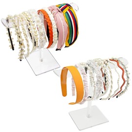 Duoleimi Headband Stand Set (2 Pack) Acrylic Hair Scrunchie Storage Hair Accessories Organiser Headband Holder Stand for Children & Girls