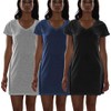 Sexy Basics Women's Cotton Soft V-Neck Sleepwear Shirt/Nightwear Shirt -Pack