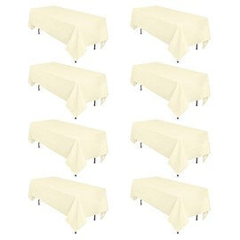 8 Pack Beige Tablecloth 60 x 102 Inch Rectangular Tablecloths for 6 Foot Rectangle Tables, Wrinkle Resistant Beige Table Cloth Washable Polyester Fabric Table Covers for Buffet Wedding Party Banquet