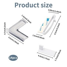 14 Pcs Child Safety Cupboard Locks and Corner Protectors, Baby Proofing Safety Locks for Cabinets, Baby Furniture Table Edge Safety Guard Protector,Drawers and Furniture, White and Transparent