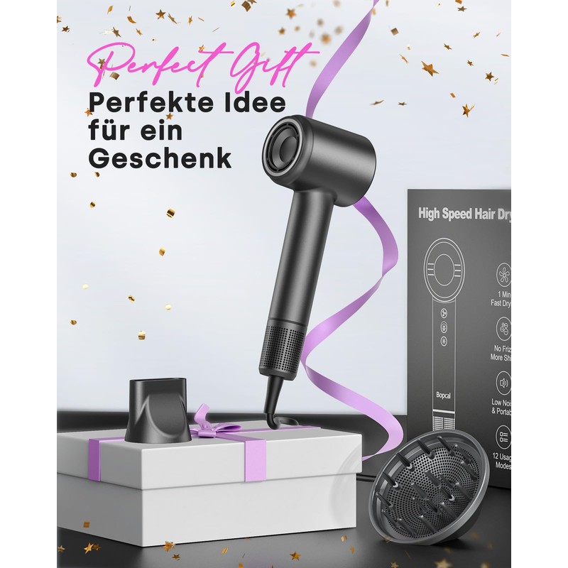 Hair Dryer with Diffuser, 500 Million Negative Ionic Blow Dryer