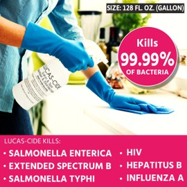 LUCAS-CIDE Salon & Spa Disinfectant, Multipurpose Surface Sanitizer, Bundle with Pump, 1 Gallon (Pink)