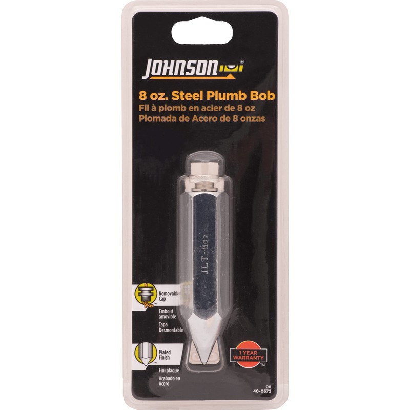 Johnson Level & Tool 08 Steel Hexagonal Plumb Bob, 8